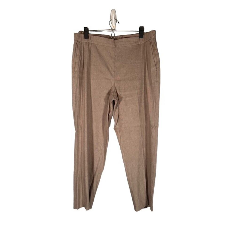 J. Jill Beige Linen Stretch Relaxed Loose Fit Dressy Pull On Pants Women Sz L